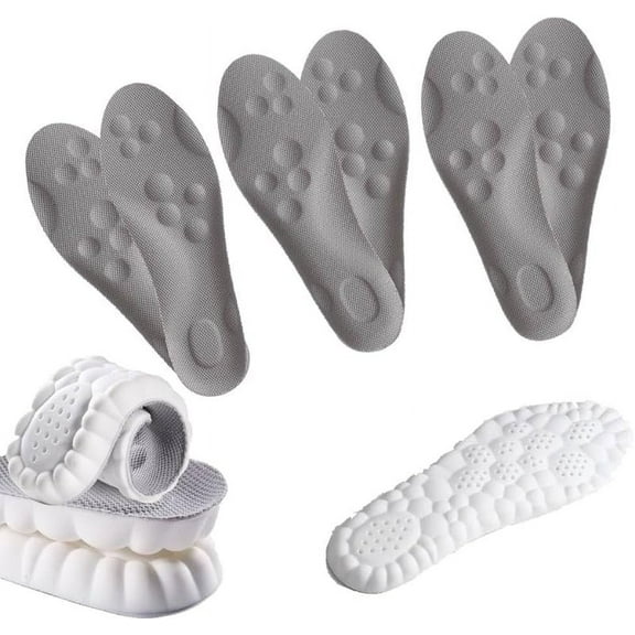 3 Pairs Cloudstride 4D Insoles for Men,Super Soft 4d Cloud Technology Insole,Women's U-Shape Memory Foam Breathable Shock Absorption Insole for Ankle Protection