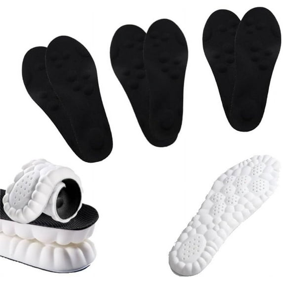 3 Pairs Cloudstride 4D Insoles for Men,Super Soft 4d Cloud Technology Insole,Women's U-Shape Memory Foam Breathable Shock Absorption Insole for Ankle Protection (10-11, Gray)