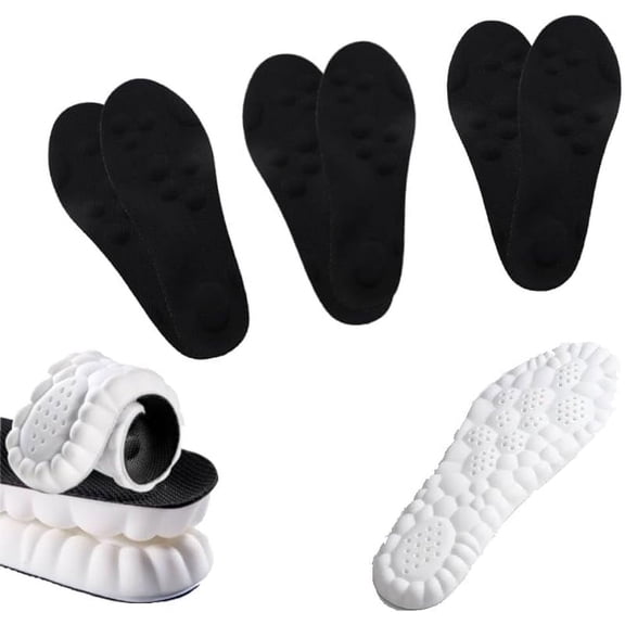 3 Pairs Cloudstride 4D Insoles for Men & Women, Super Soft 4D Cloud Technology, U-Shape Memory Foam, Breathable, Shock Absorption, Ankle Protection