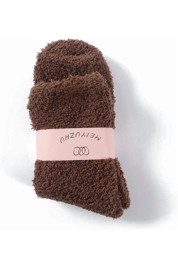 3 Pairs Coconut Brown Polyester Fur Knitting Socks 250x70mm Winter Warm Thermal Socks Men Women Making DIY