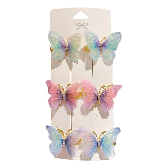 3 Pairs Colorful Butterfly Hairpins Hair Clips Women Sweet Pins Hair Barrettes Butterfly Fai Accessories Headwear L7N8 Hair
