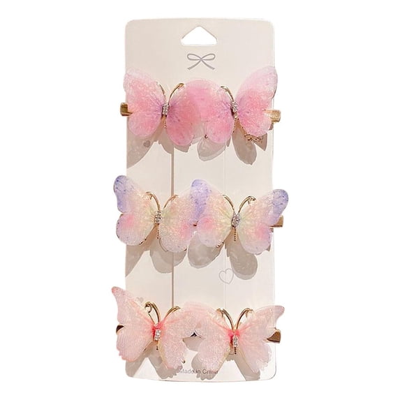 3 Pairs Colorful Butterfly Hairpins Hair Clips Women Sweet Pins Hair Barrettes Butterfly Fai Accessories Headwear L7N8 Hair