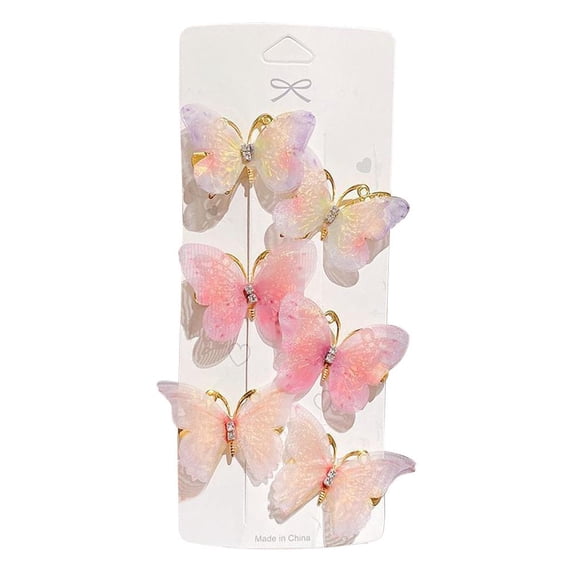 3 Pairs Colorful Butterfly Hairpins Hair Clips Women Sweet Pins Hair Barrettes Butterfly Fai Accessories Headwear L7N8 Hair