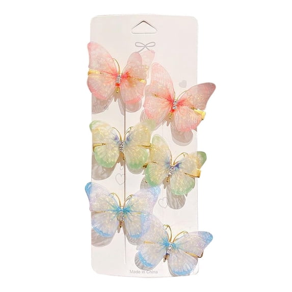 3 Pairs Colorful Butterfly Hairpins Hair Clips Women Sweet Pins Hair Barrettes Butterfly Fai Accessories Headwear L7N8 Hair