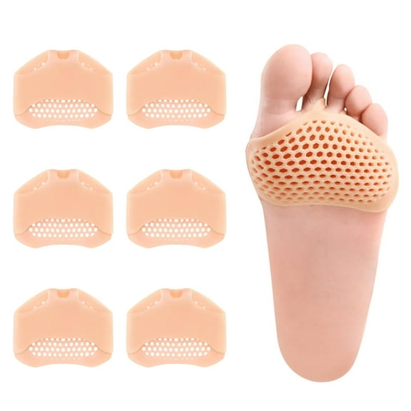 3 Pairs Complexion Metatarsal Pads,Ball of Foot Cushions,Reusable Breathable Soft Gel Forefoot Pads,Neuroma,Relief & Prevent Pain,Unisex,Pink,Face & Foot,Dancing,Running,Work