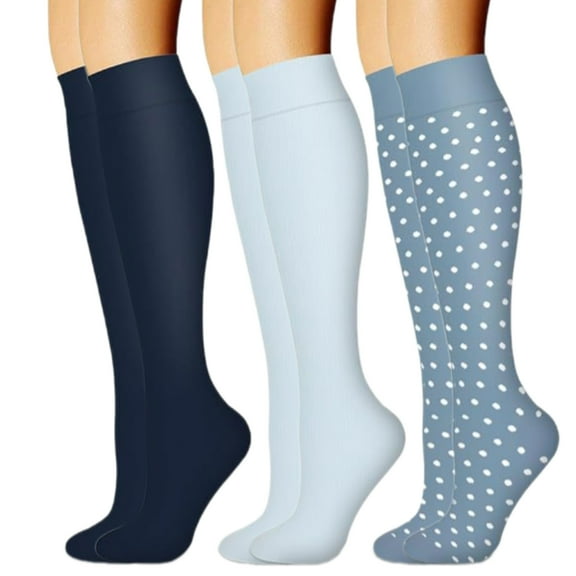 3 Pairs Compressed Socks for Enhances Leg Support and Blood Circulations Long Stockings for Running Cycling and Fitness