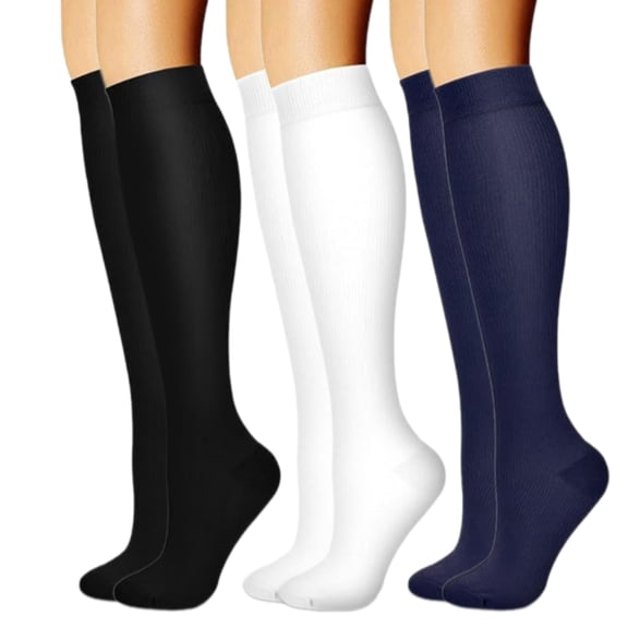 3 Pairs Compressed Socks with High Elastic Leg Support Stockings for Promoting Better Circulation and Muscle Recovery