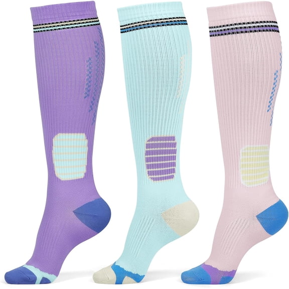 3 Pairs Compression SocksCompression Socks for Women Knee High Running Support Socks for Travel