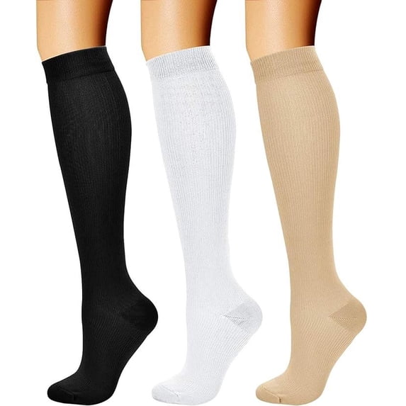 3 Pairs Compression Socks For Women & Men 15-20 MmHg,Best Support For Cycling Athletic Hiking Running