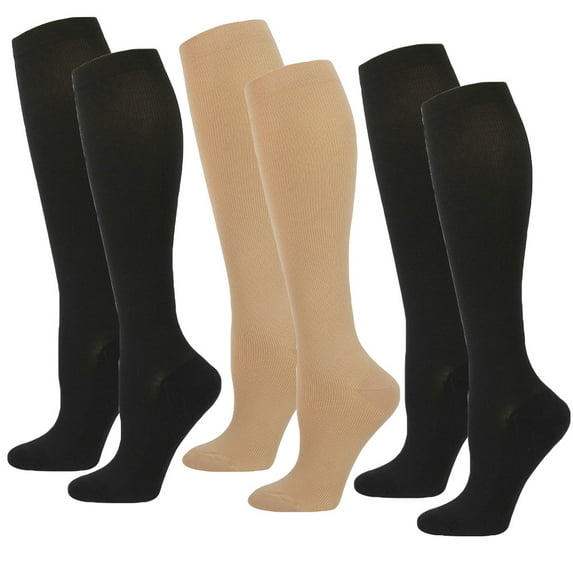 3 Pairs Compression Socks Running Socks for Athletic Sports Circulation, Nurse Medical Stockings