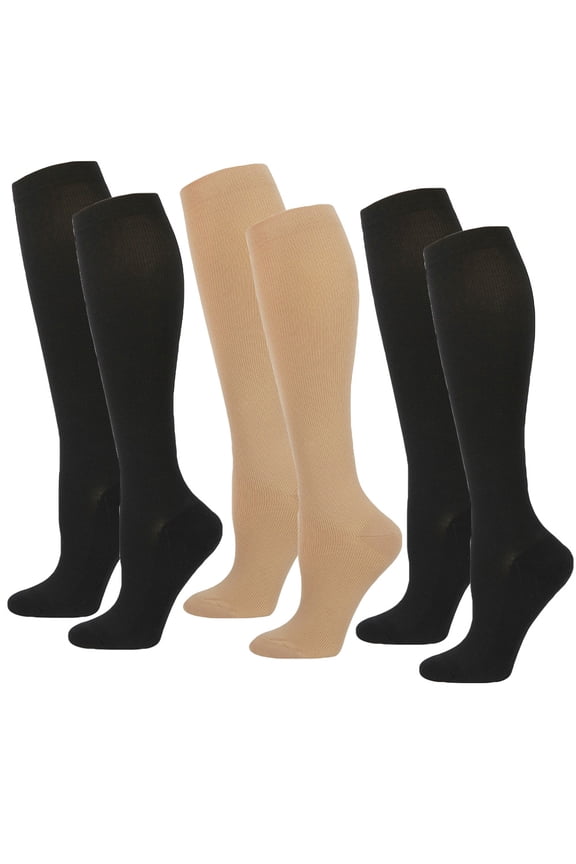 3 Pairs Compression Socks Running Socks for Athletic Sports Circulation, Nurse Medical Stockings