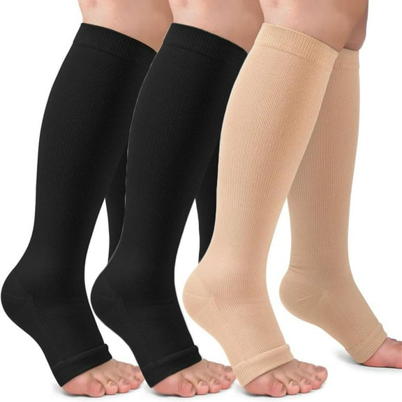 3 Pairs Compression Socks Running Socks for Athletic Sports Circulation, Nurse Travel Graduated Stockings