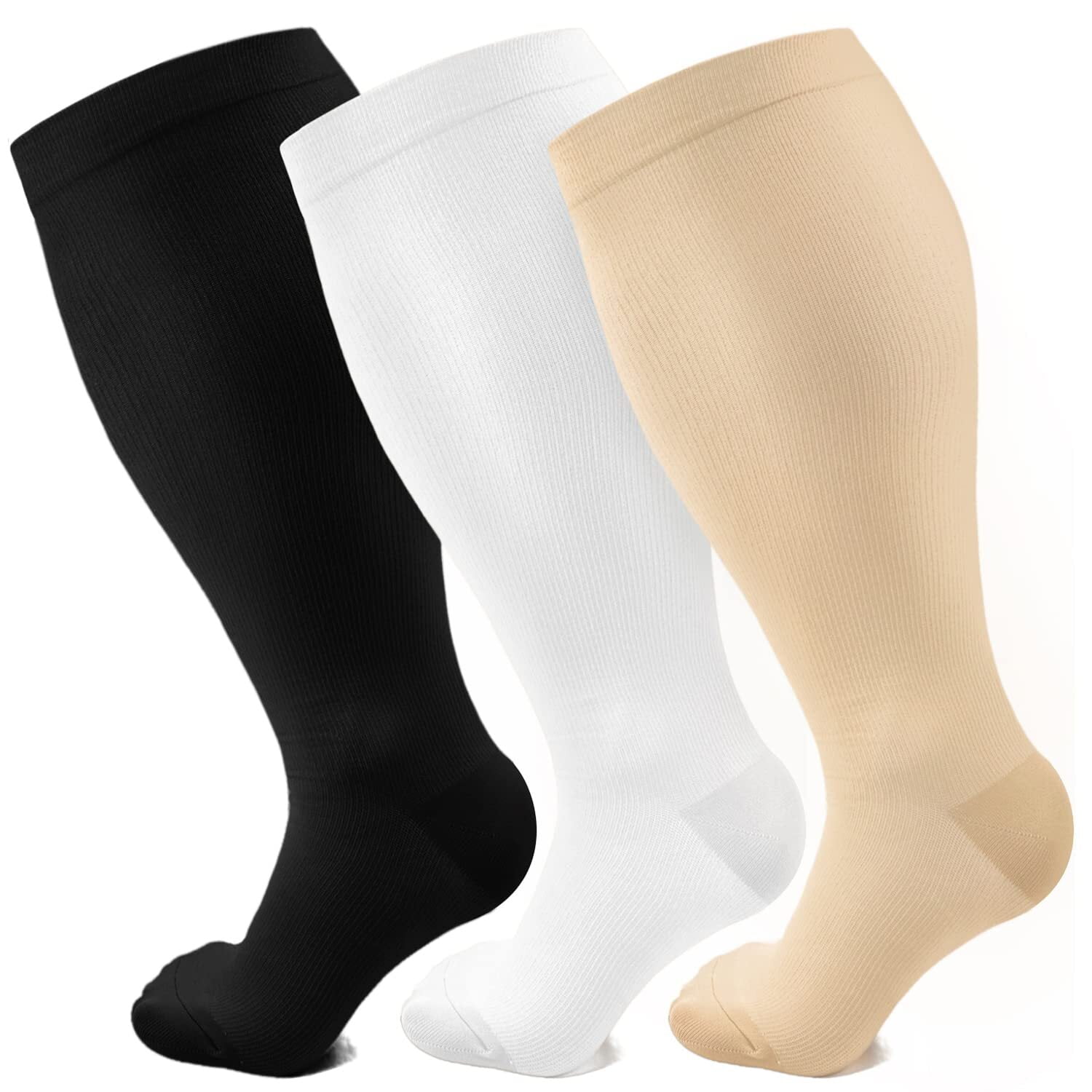 3 Pairs Compression Socks for Plus Size Women & Men Circulation 2030