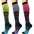 thumbnail image 1 of 3 Pairs Compression Socks for Women Men 20-30mmhg Knee High Stocking for Sports Running Travel Nurses Pregnancy, 1 of 6