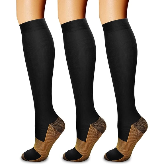 3 Pairs Compression Socks for Women & Men Circulation 15-20 mmHg is Best Support for Athletic Running Cycling