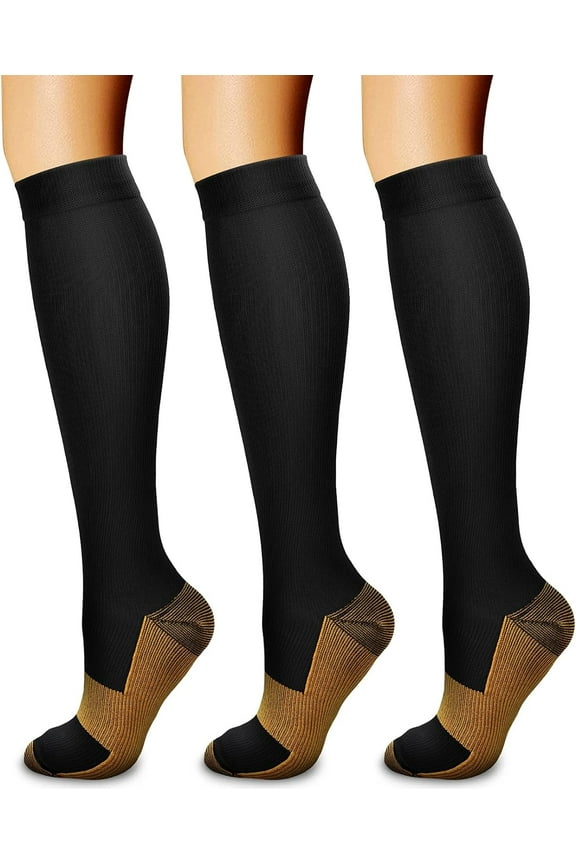 3 Pairs Compression Socks for Women & Men Circulation 15-20 mmHg is Best Support for Athletic Running Cycling