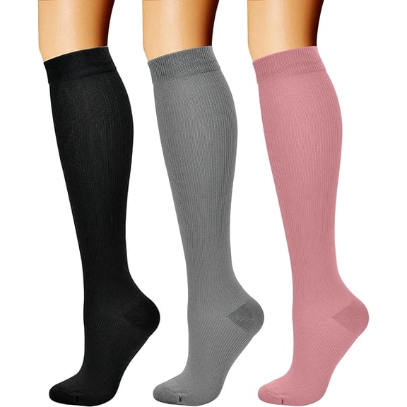 3 Pairs Compression Socks for Women & Men Circulation 15-20 mmHg is Best Support for Athletic Running Cycling