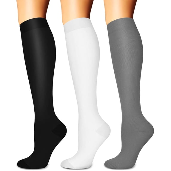 3 Pairs Compression Socks for Women & Men Circulation 15-41 mmHg - Better Blood Flow, Swelling , Best Support for Medical, Running, Nursing