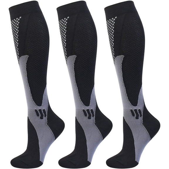 3 Pairs Compression Socks for Women & Men Compression Stockings Support for Athletic Running Hiking Cycling Marathon Gift
