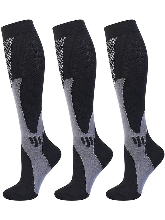 3 Pairs Compression Socks for Women & Men Compression Stockings Support for Athletic Running Hiking Cycling Marathon Gift