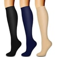 thumbnail image 1 of 3 Pairs Compression Socks for Women & Men Knee High Outdoor Sports Stockings Support for Athletic Running Cycling White L/XL, 1 of 2