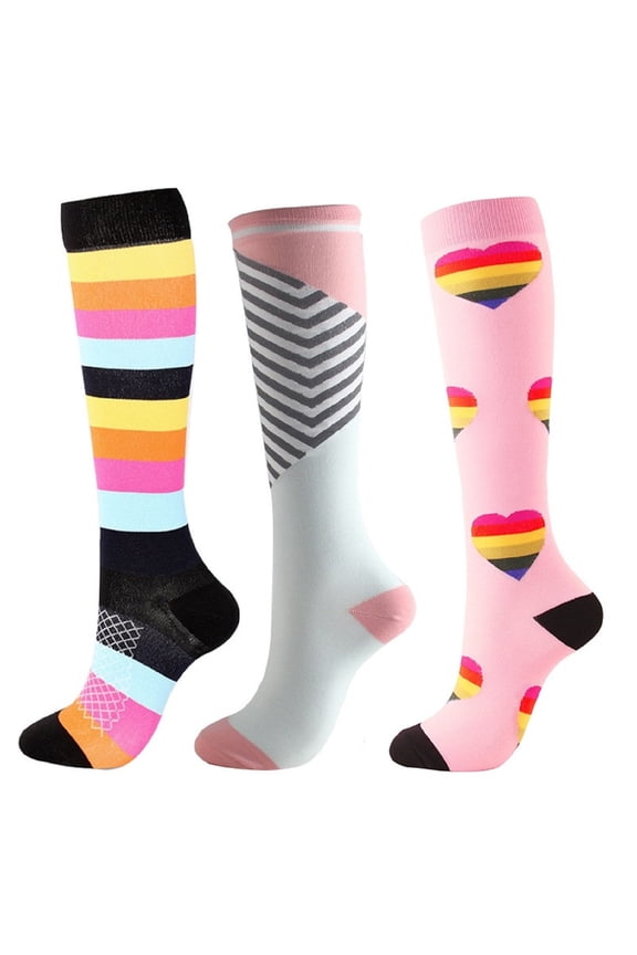 3 Pairs Compression Socks for Women Support Circulation 20-30mmHg, Socks for Nurse, Medical, Pregnant, Running, Riding, Travel (L/XL)
