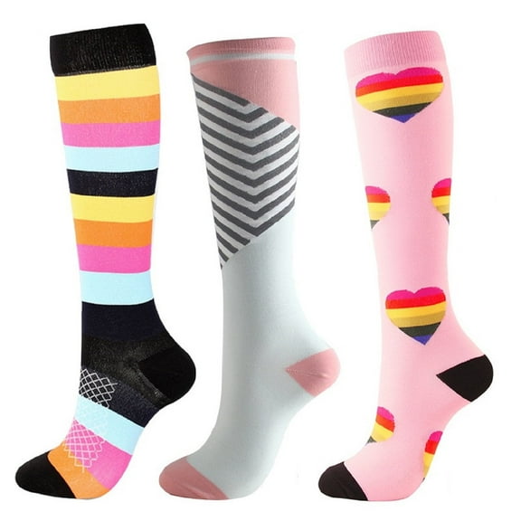 3 Pairs Compression Socks for Women Support Circulation 20-30mmHg, Socks for Nurse, Medical, Pregnant, Running, Riding, Travel (L/XL)