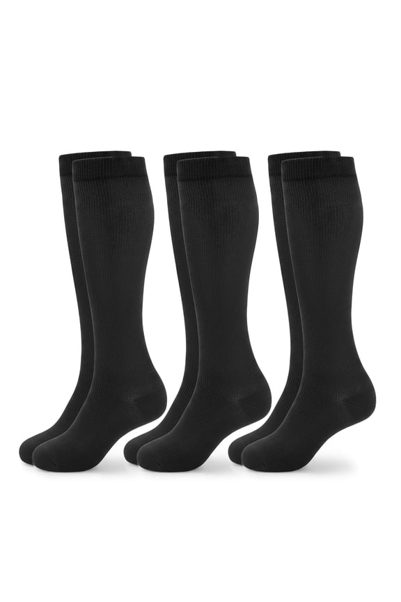 3 Pairs Compression Socks for Women and Men, Best Support for Running, Athletic, Travel, L/XL