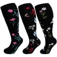 thumbnail image 1 of UNEEI 3 Pairs Wide Calf Compression Socks for Women and Men,Plus Size Knee High Support Stockings for Circulation,Nurses,Travel and Daily Wear,Size 2XL, 1 of 10
