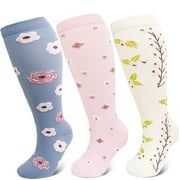 UNEEI 3 Pairs Wide Calf Compression Socks for Women and Men,Plus Size Knee High Support Stockings for Circulation,Nurses,Travel and Daily Wear,Size 3XL