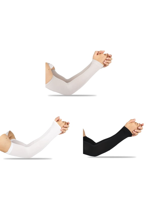 3 Pairs of Cooling Arm Sleeves, EEEkit UV Sun Protection Arm Sleeves for Men Women, Long Ice Silk Sun Protective Arm Sleeves Cover for Cycling Outdoor Sports Golf Running, 13.8inch