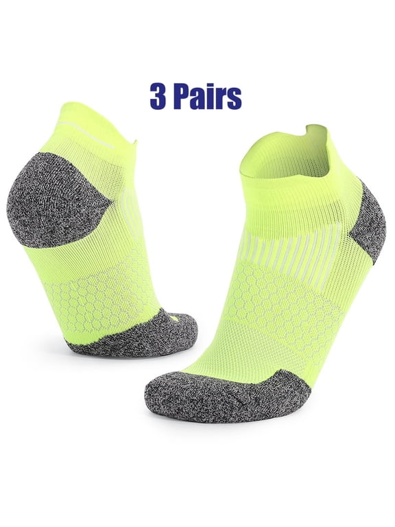 3 Pairs Coolmax Combed Cotton Ankle Socks Men Women, Quick Dry Anti-Slip Anti-Odor Cushioned Socks for Running Cycling Basketball Football Gym Tennis Badminton