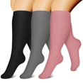 thumbnail image 1 of 3 Pairs Copper Compression Socks for Plus Size Women & Men Circulation 20-30 mmHg Knee High- Better Blood Flow, Swelling, Best Support for Medical, Running, Nursing, 1 of 7