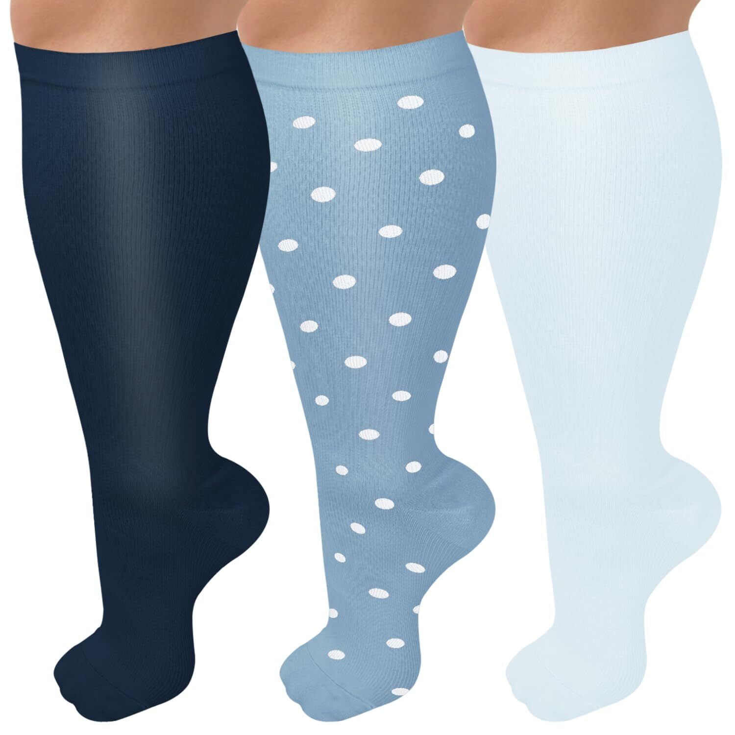 3 Pairs Copper Compression Socks for Plus Size Women & Men Circulation