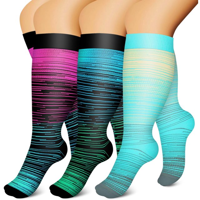 3 Pairs Copper Compression Socks for Plus Size Women & Men Circulation
