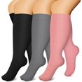 thumbnail image 1 of 3 Pairs Copper Compression Socks for Plus Size Women & Men Circulation 20-30 mmHg Knee High- Better Blood Flow, Swelling, Best Support for Medical, Running, Nursing, 1 of 6