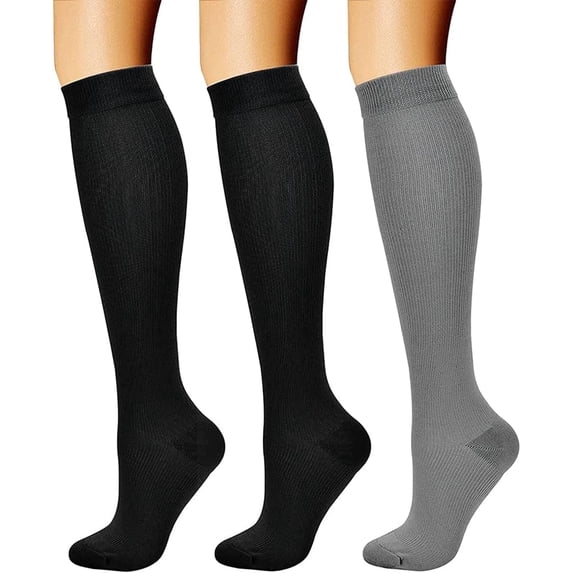 3 Pairs Copper Compression Socks for Women & Men Circulation 15-20 mmHg - Better Blood Flow, Swelling , Best Support for Medical, Running, Nursing
