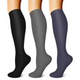 thumbnail image 1 of 3 Pairs Copper Compression Socks for Women & Men Circulation 15-20 mmhg - Better Blood Flow, Swelling, Best Support for Medical, Running, Nursing, 1 of 5