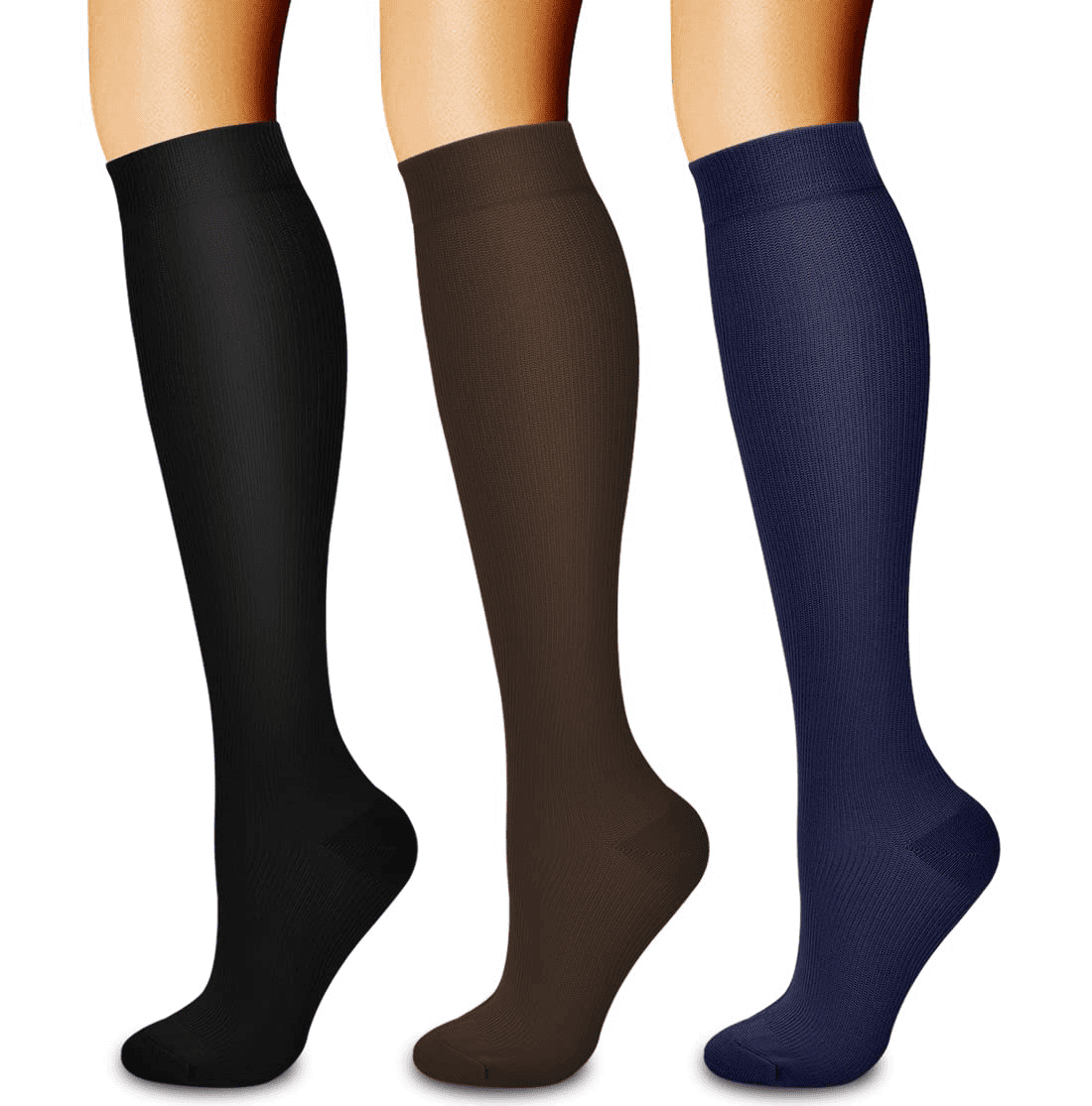 3 Pairs Copper Compression Socks for Women & Men Circulation 1520 mmhg Better Blood Flow