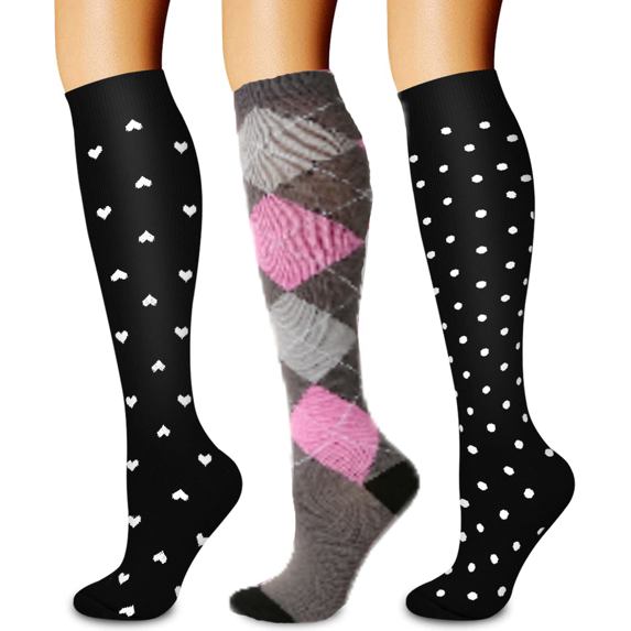 3 Pairs Copper Compression Socks for Women & Men Circulation 15-20 mmhg - Better Blood Flow, Swelling, Best Support for Medical, Running, Nursing