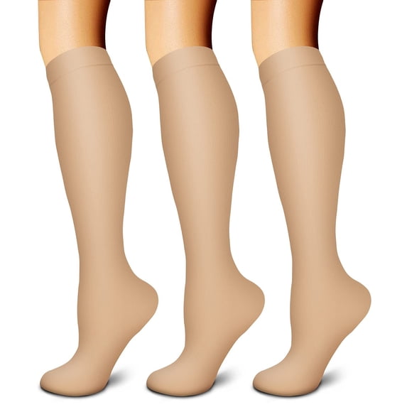 3 Pairs Copper Compression Socks for Women & Men Circulation 15-20 mmhg - Better Blood Flow, Swelling, Best Support for Medical, Running, Nursing