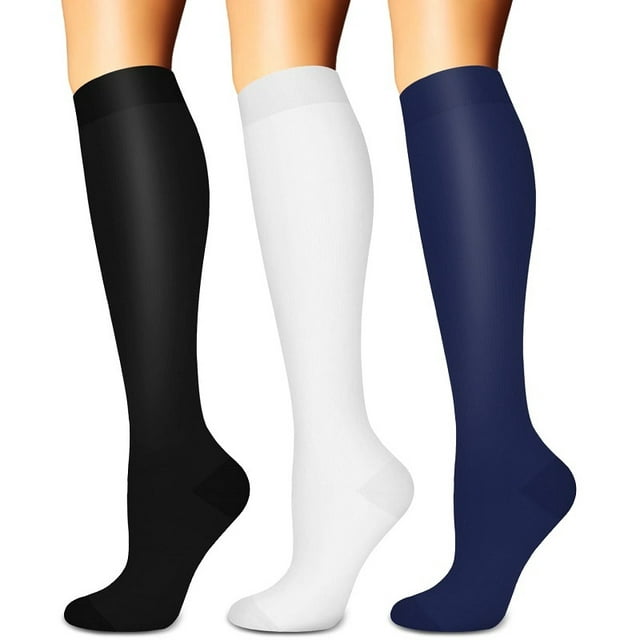 3 Pairs Copper Compression Socks for Women & Men Circulation 15-20 mmhg ...