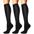 thumbnail image 1 of 3 Pairs Copper Compression Socks for Women & Men Circulation 15-20 mmhg - Better Blood Flow, Swelling, Best Support for Medical, Running, Nursing, 1 of 6