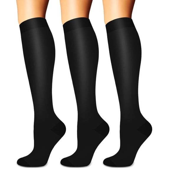 3 Pairs Copper Compression Socks for Women & Men Circulation 15-20 mmhg - Better Blood Flow, Swelling, Best Support for Medical, Running, Nursing