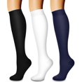 thumbnail image 1 of 3 Pairs Copper Compression Socks for Women & Men Circulation 15-20 mmhg - Better Blood Flow, Swelling, Best Support for Medical, Running, Nursing, 1 of 5