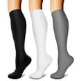 thumbnail image 1 of 3 Pairs Copper Compression Socks for Women & Men Circulation 15-20 mmhg - Better Blood Flow, Swelling, Best Support for Medical, Running, Nursing, 1 of 7