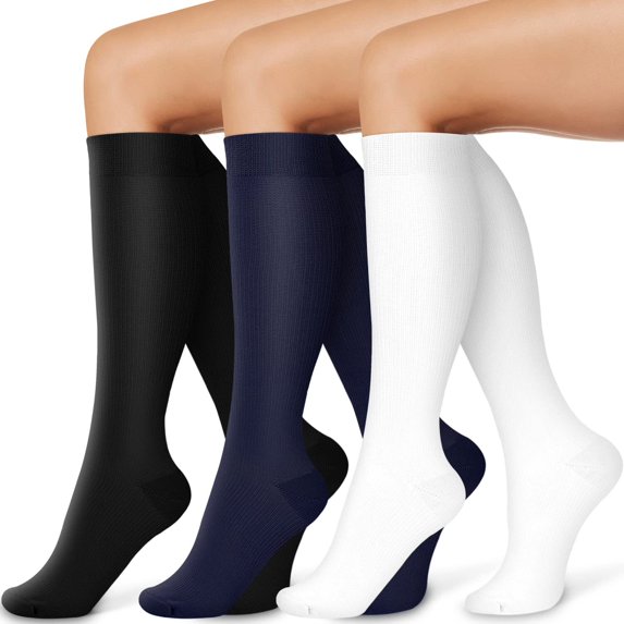 3 Pairs Copper Compression Socks for Women & Men Circulation 15-20 mmhg - Better Blood Flow, Swelling, Best Support for Medical, Running, Nursing