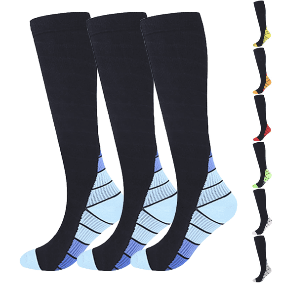 3 Pairs Copper Compression Socks for Women & Men Circulation 15-20 mmhg - Better Blood Flow, Swelling, Best Support for Medical, Running, Nursing