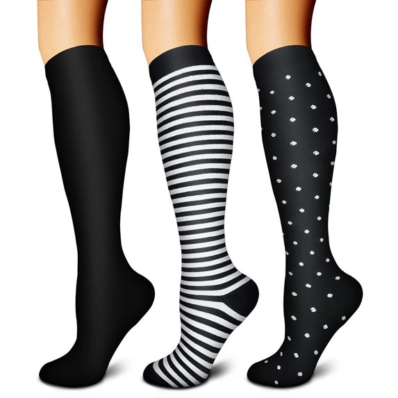 3 Pairs Copper Compression Socks for Women & Men Circulation 15-20 mmhg - Better Blood Flow, Swelling, Best Support for Medical, Running, Nursing