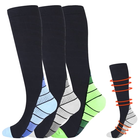 3 Pairs Copper Compression Socks for Women & Men Circulation 15-20 mmhg - Better Blood Flow, Swelling, Best Support for Medical, Running, Nursing